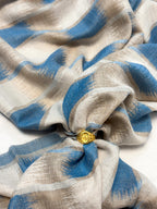 Blue and Beige Ikat Fine Wool Stole