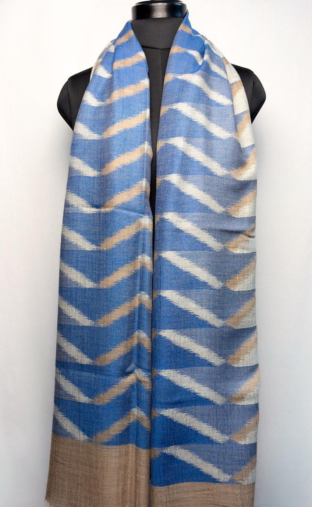 Blue Ikat Fine Wool Stole