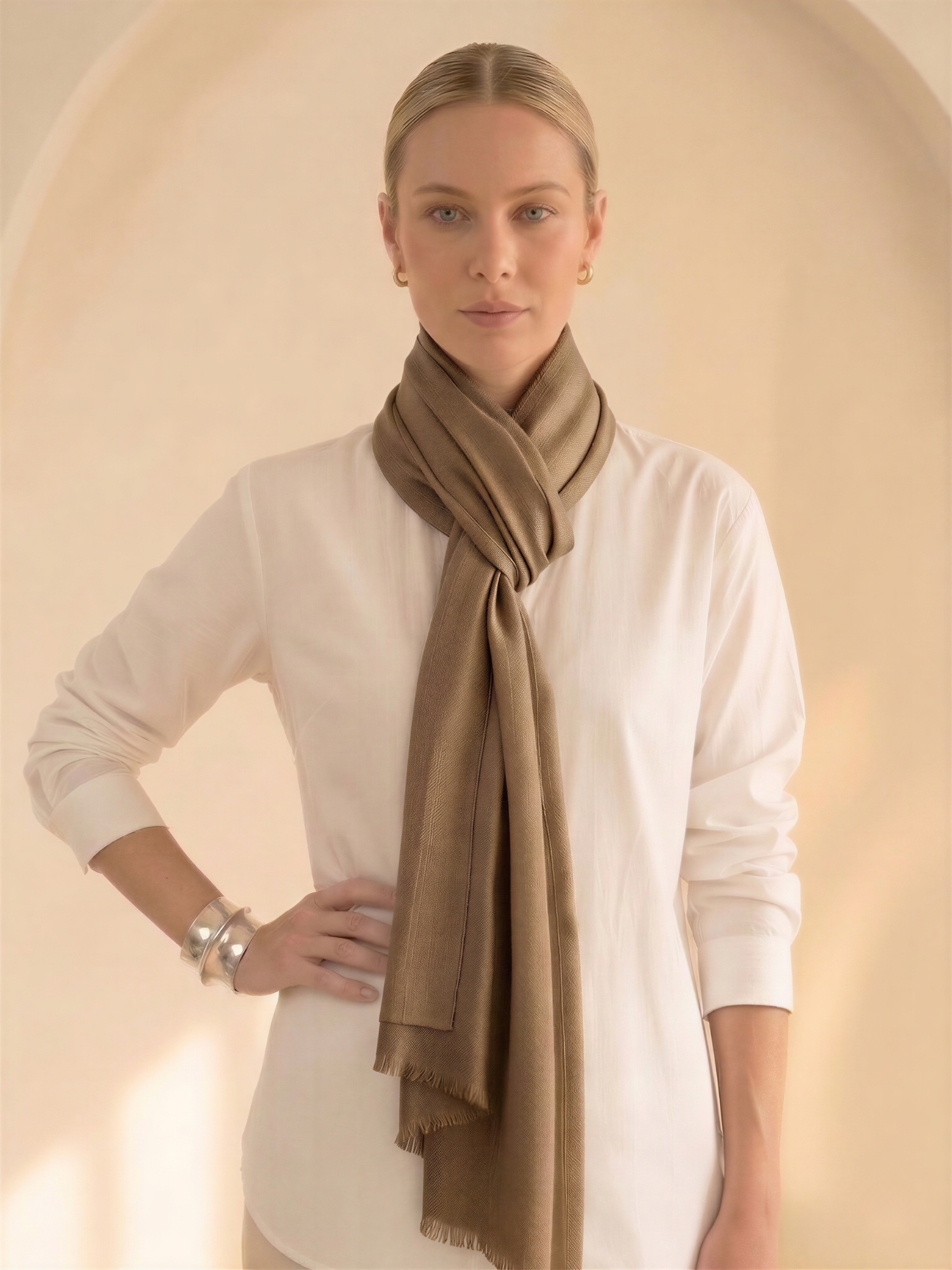 Beige Fine Woolen Stole