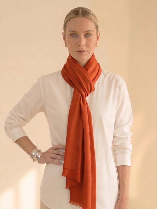 Burnt Orange Fine Wool Scarf