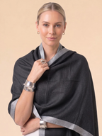 Charcoal Grey with Light Grey Border — Fine wool Stole
