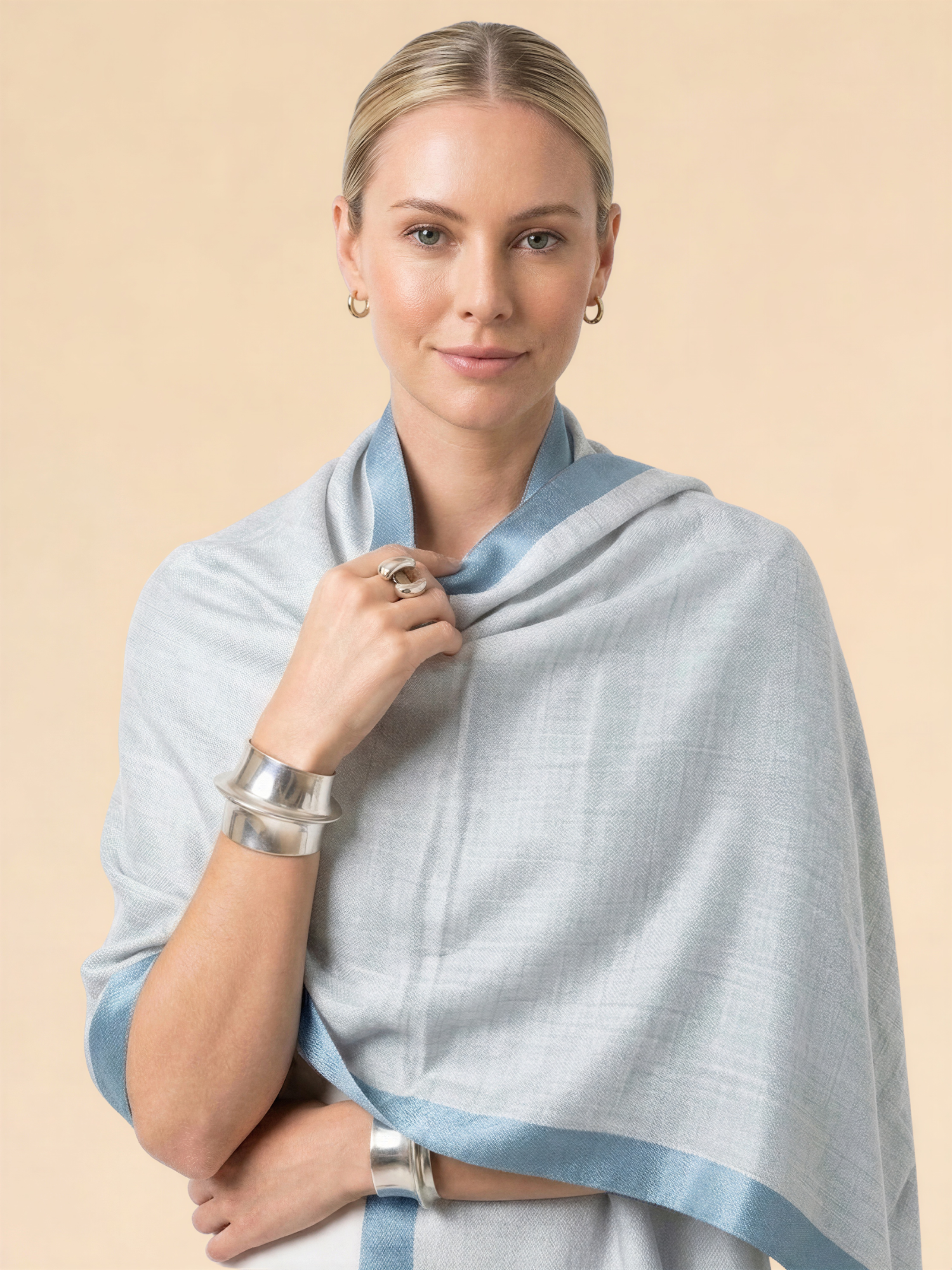 Light Grey with Grey Border — Fine Wool Stole