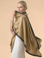 Golden with Black Border — Fine wool Stole