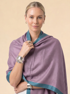 Plum with Teal Border — Fine Wool Stole