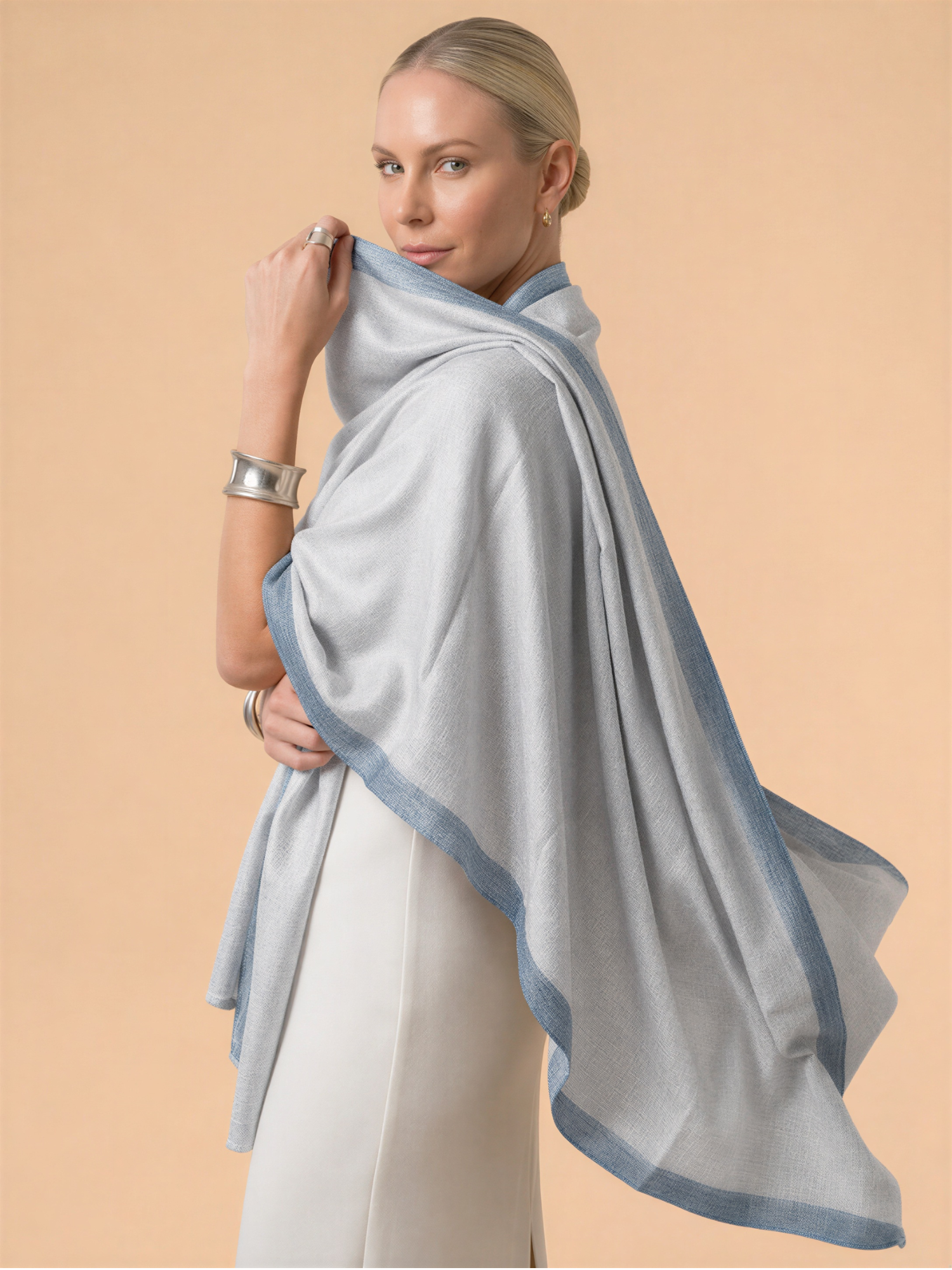 Light Grey with Grey Border — Fine Wool Stole