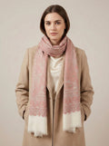 Soft Peach Paisley Fine Wool Stole