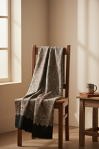 Black and Brown Paisley fine wool Stole