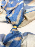 Blue Ikat Fine Wool Stole