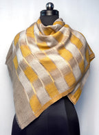 Mustard and Beige Ikat Fine wool Shawl