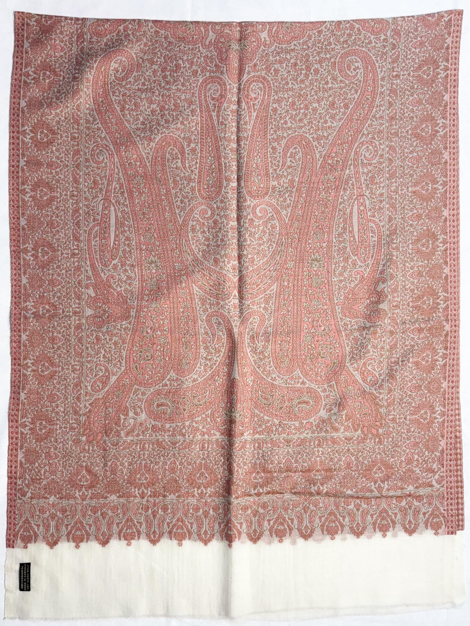 Soft Peach Paisley Fine Wool Stole