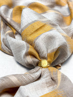 Mustard and Beige Ikat Fine wool Shawl