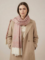 Soft Peach Paisley Fine Wool Stole