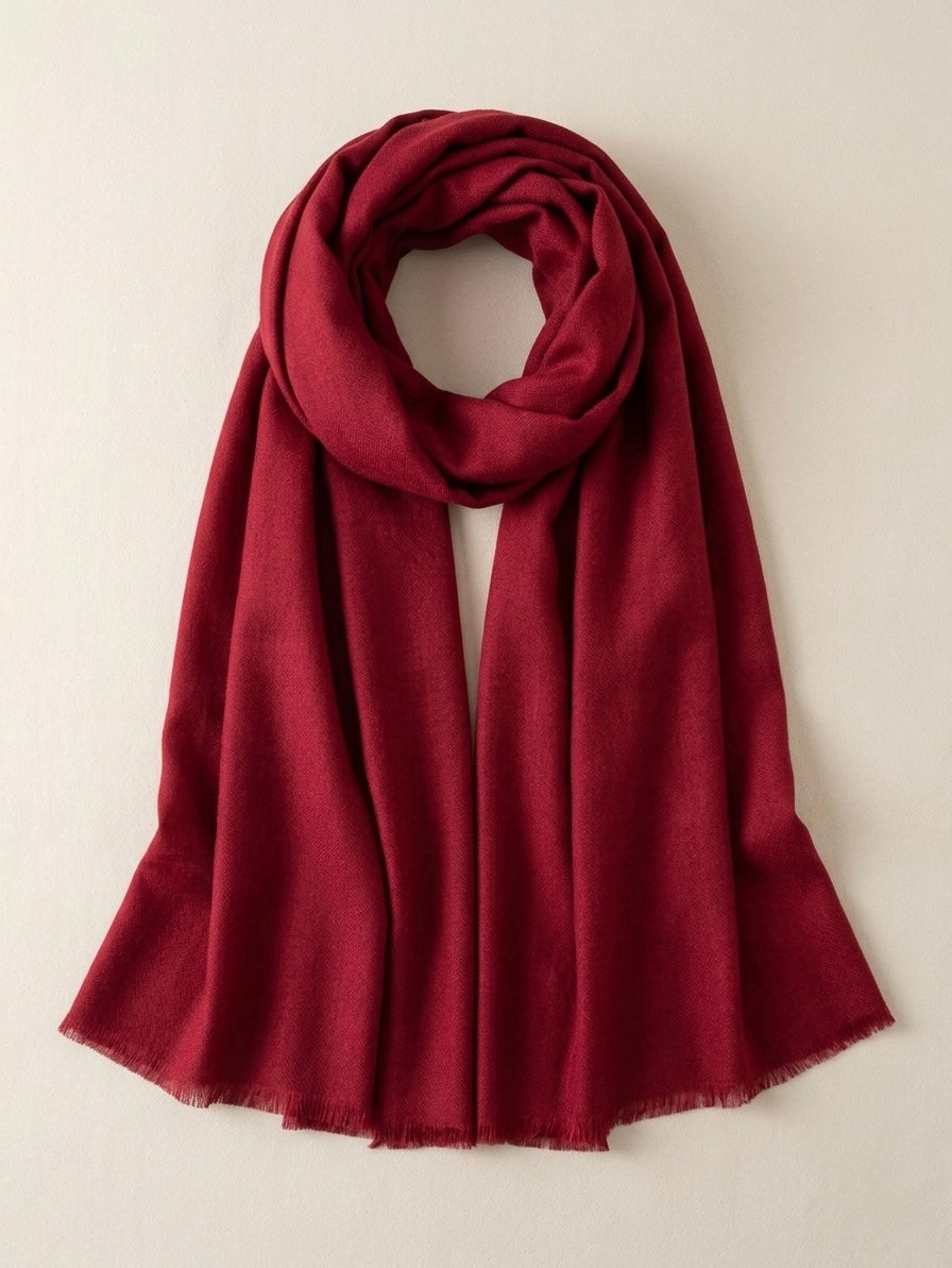 Crimson Red fine wool Stole
