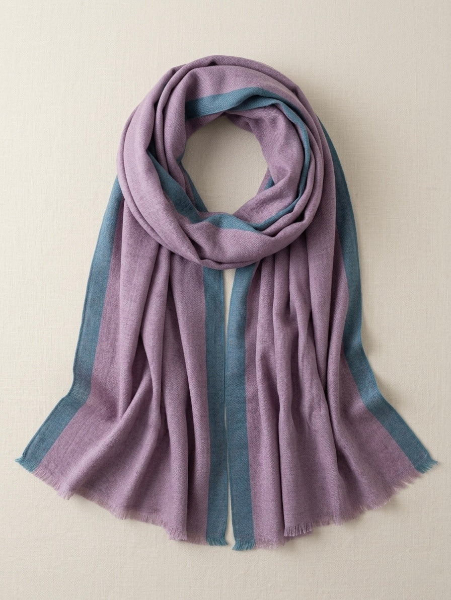 Plum with Teal Border — Fine Wool Stole