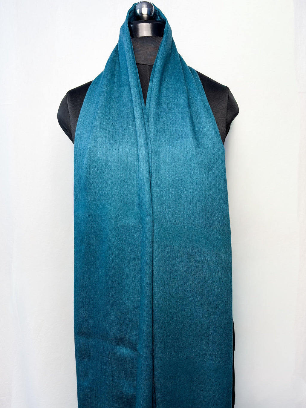 Teal Blue Fine Wool Stole
