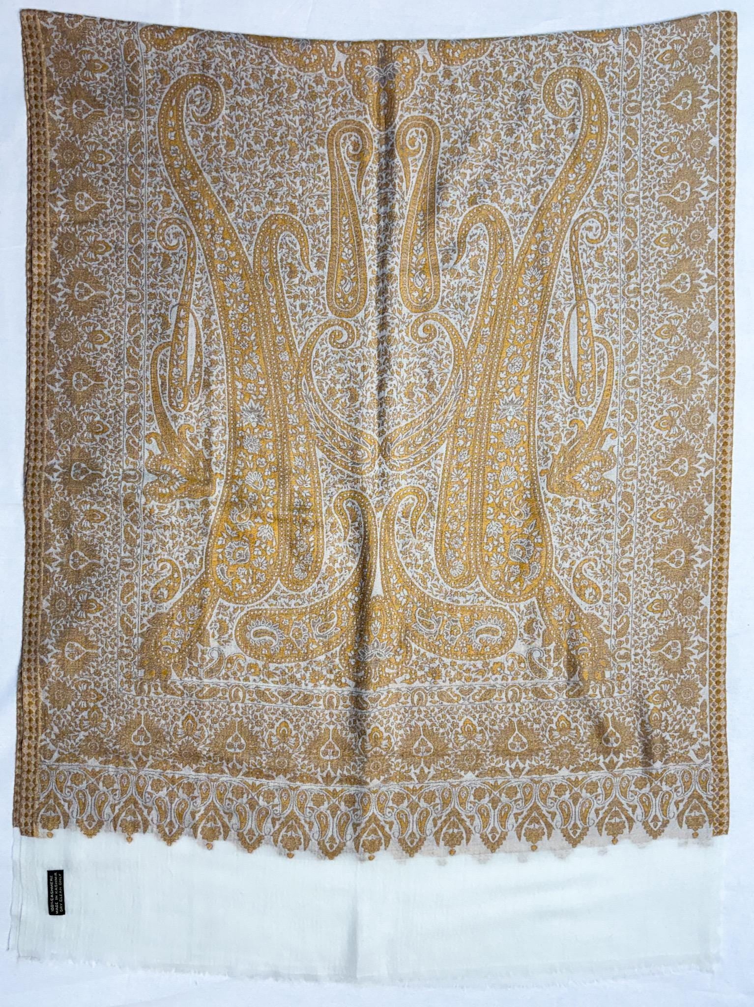 Golden Paisley Fine Wool Stole