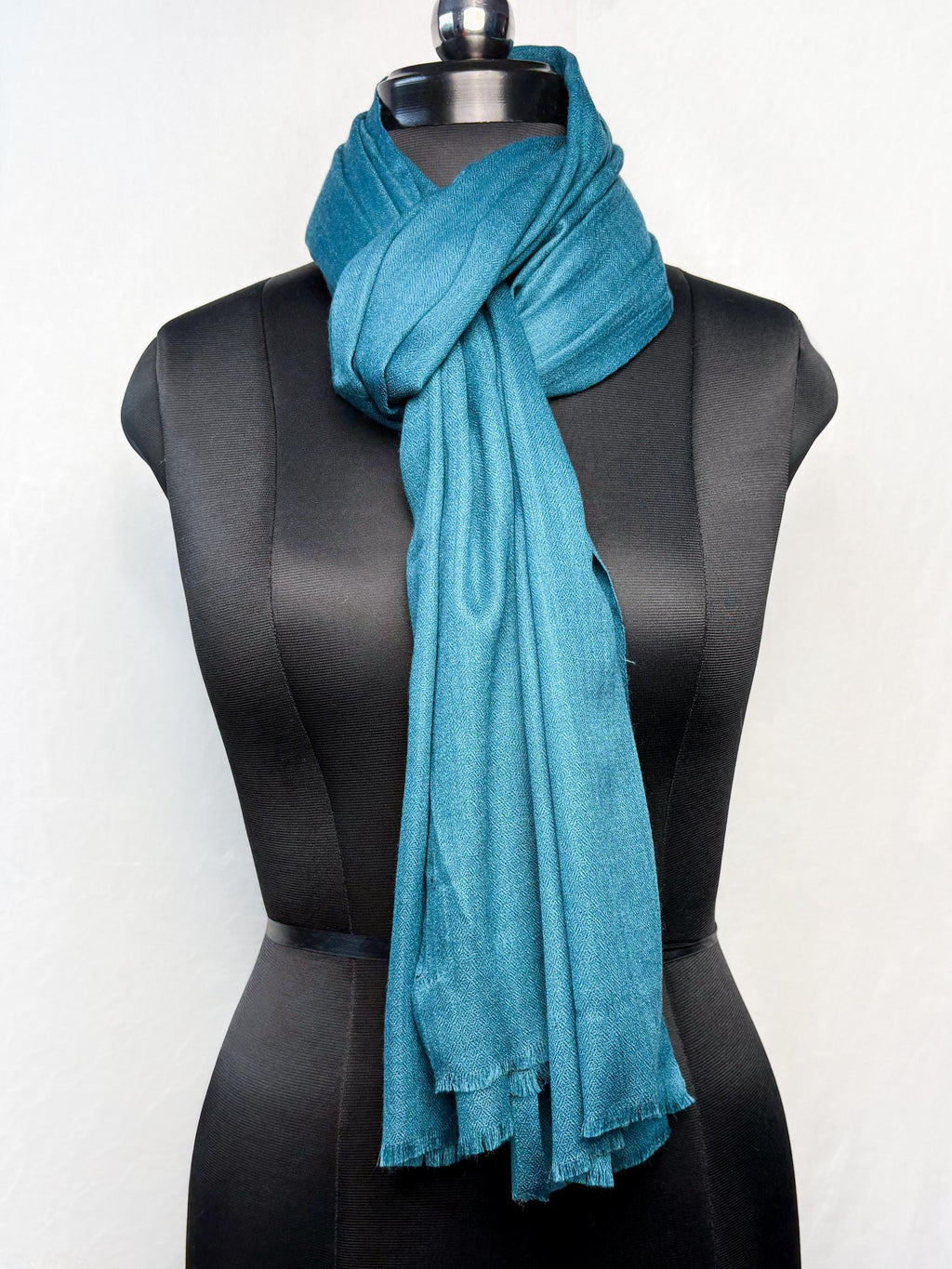 Teal Blue Fine Wool Stole