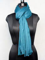 Teal Blue Fine Wool Stole