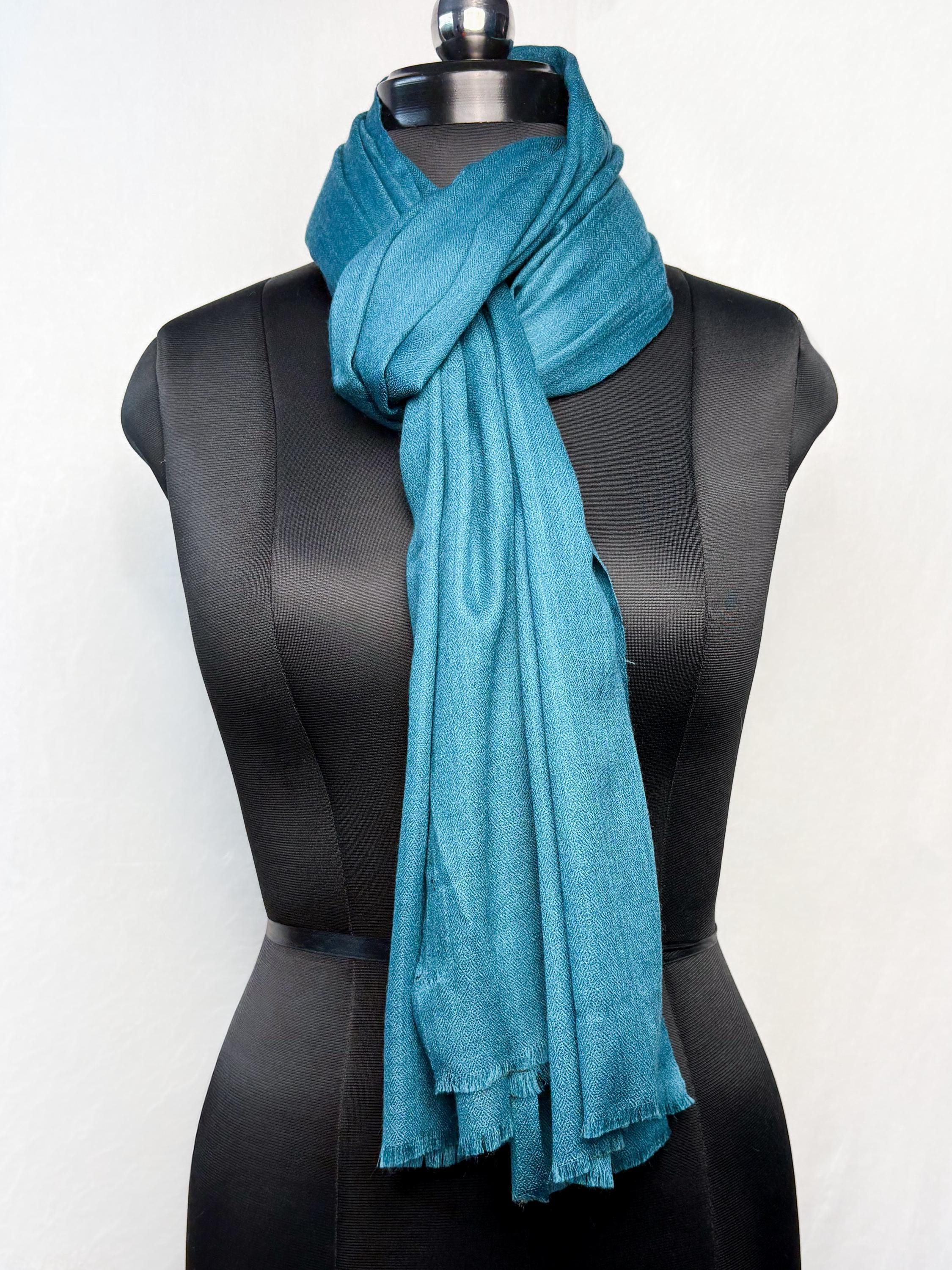 Teal Blue Fine Wool Stole