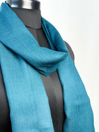 Teal Blue Fine Wool Stole