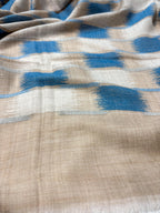 Blue and Beige Ikat Fine Wool Stole