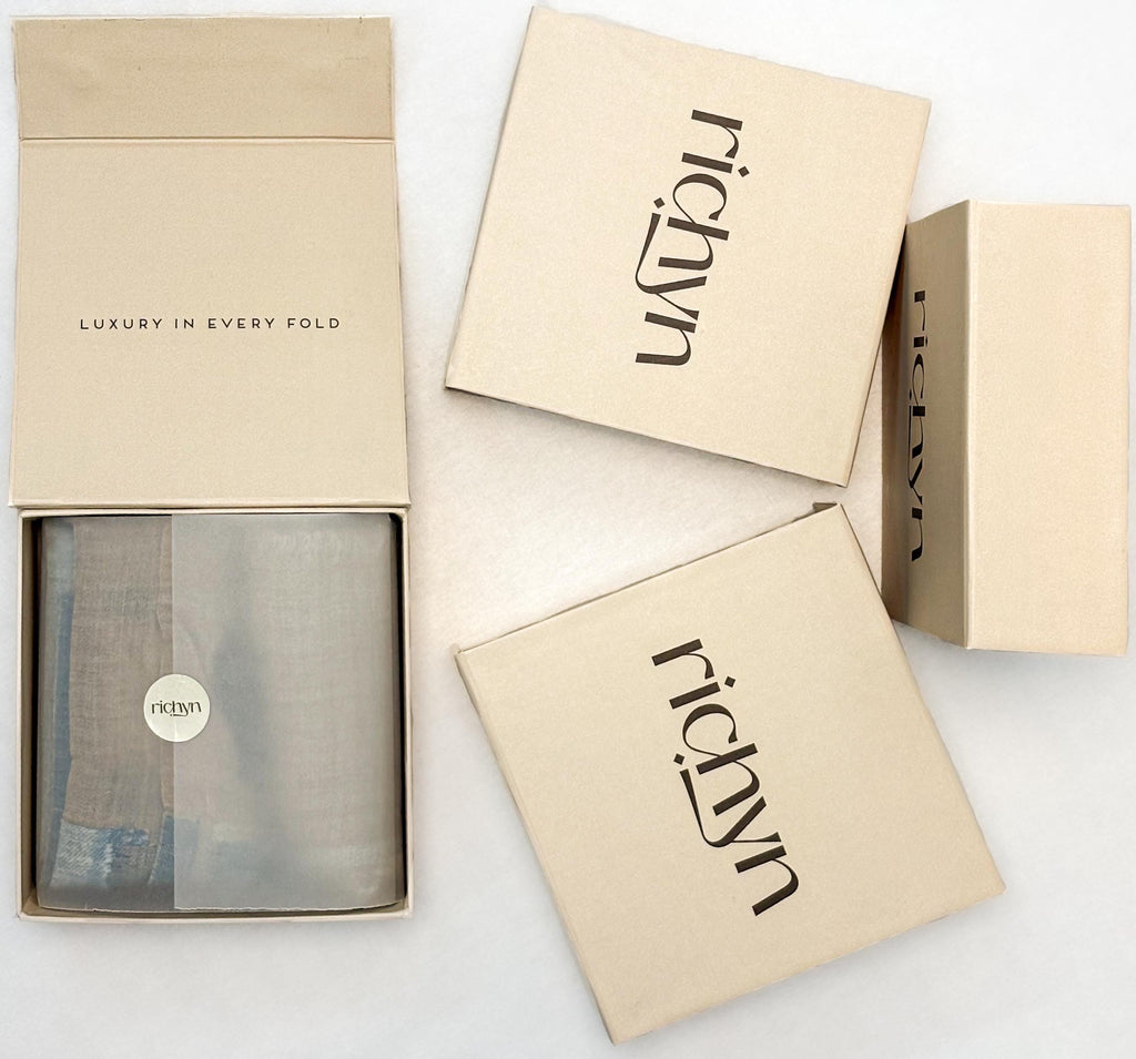 Beige boxes with 'richyn' branding on a white background